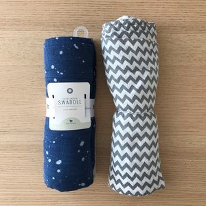2 New cotton muslin swaddle blankets
